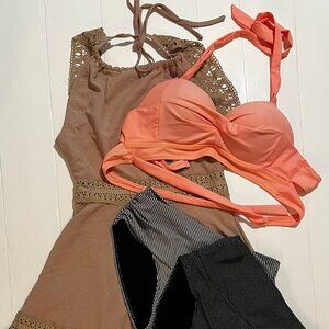 Brown Dress, Bathing Suit and Heels